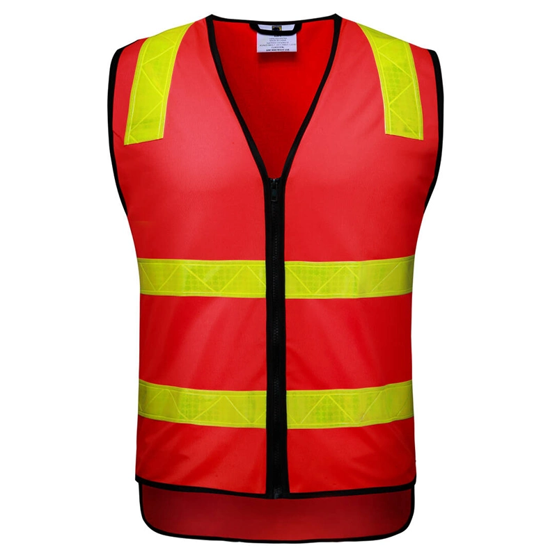 SFAV09 High Visibility Red Safety Vest with Reflective Strips